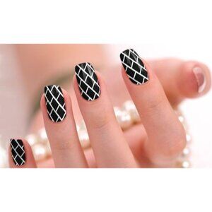Candied Nail Polish Strips Non-Toxic Black & White Design Lasts 10 Days 100% Rea